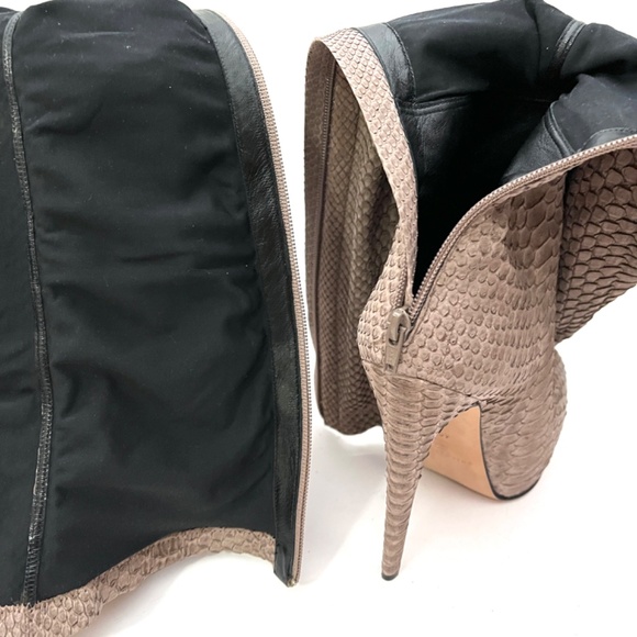 Brian Atwood Stretch Snakeskin Reptile Scale Tall Knee High Stiletto Boots - Picture 15 of 16